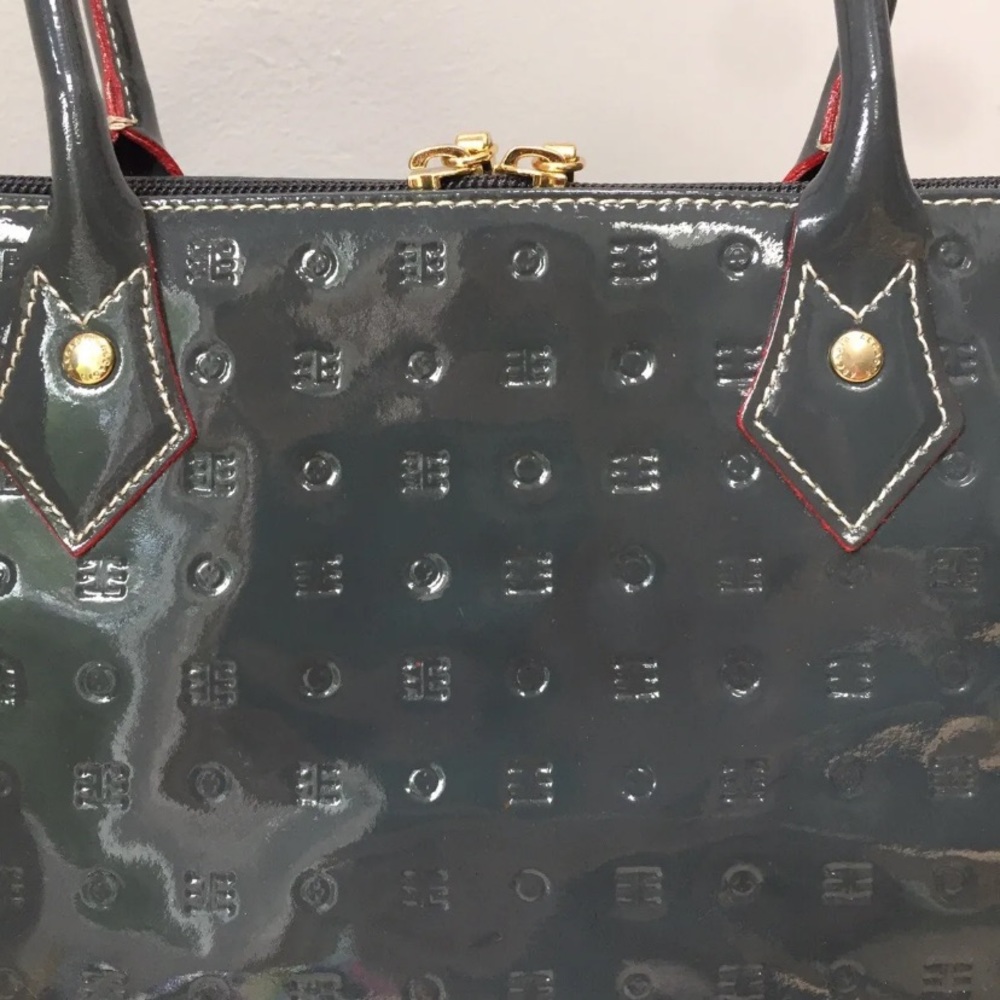 ARCADIA grey patent leather Italian satchel - Picture 5 of 11
